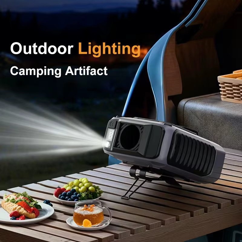 2026 Summer Waist Fan Portable Handheld Hanging Neck Fan Ultra-Strong Wind with Phone Charging LED Light for Outdoor Working