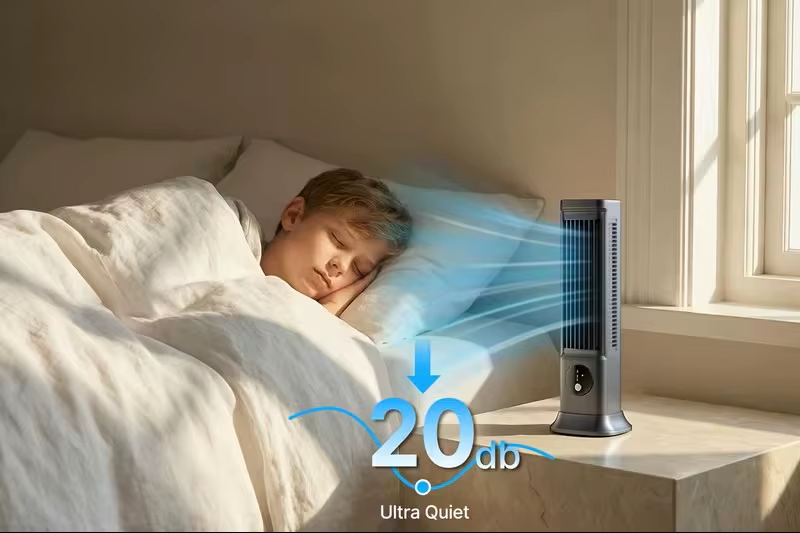 AOFEN Desktop Tower Fan, 2026 New Cross-Border Bladeless Desktop Tower Fan, Dual-Use for Desk or Floor, Air Circulation Fan for Dorm, Bedroom, Study, Living Room, Small Home Use