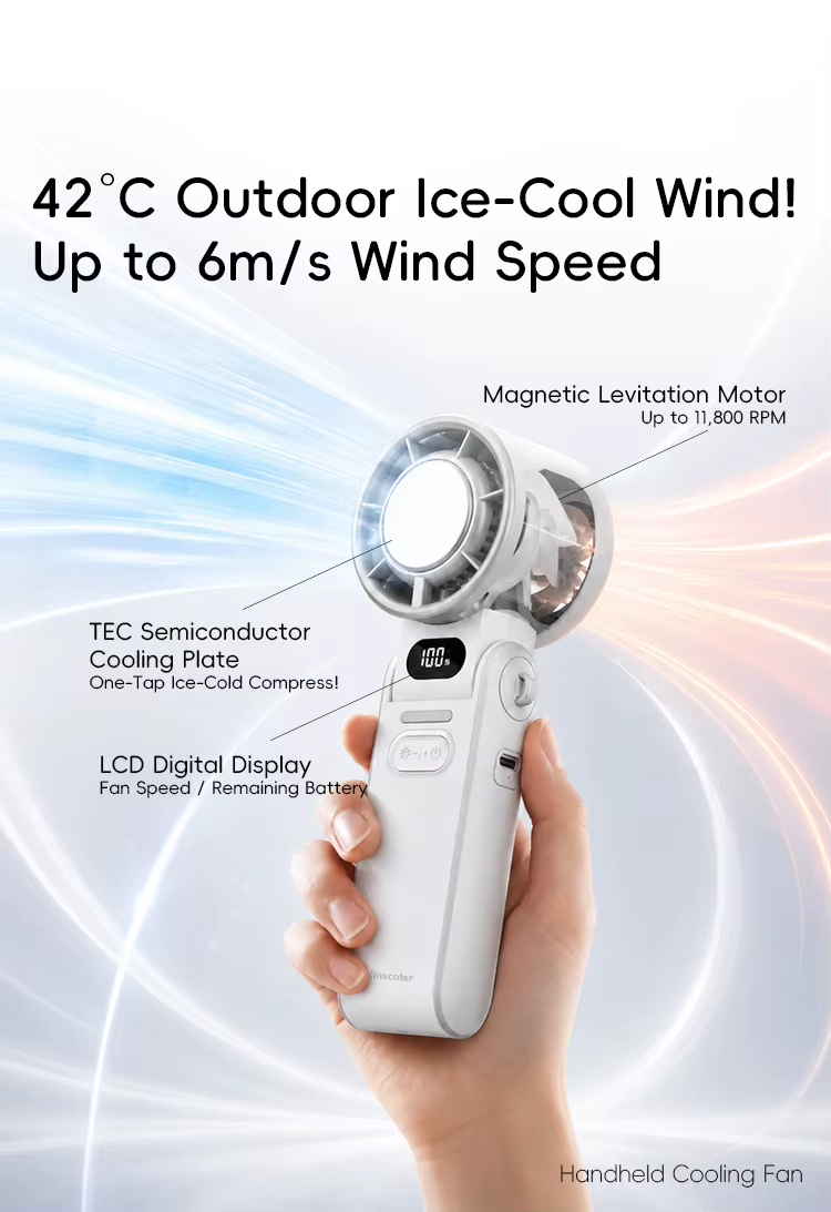 KINSCOTER Outdoor Foldable Portable Handheld Fan Mini Cooling Rechargeable 3600mAh 100-level Free Control High Speed Turbo Fan