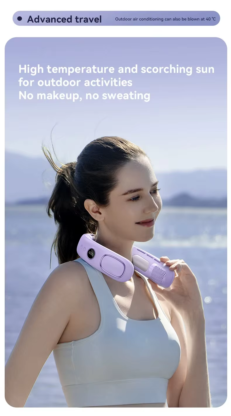 N90 Neck Fan Semiconductor Cooling 5-Speed Bladeless Wearable Fan USB Rechargeable Portable Outdoor Travel Camping