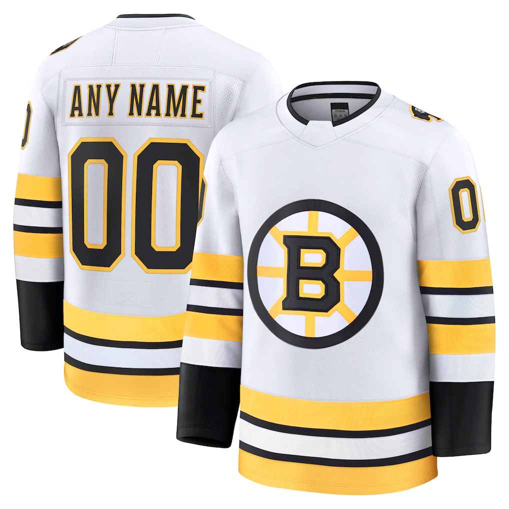 My Store Custom B.Bruins White Away Premium Stitched Jerseys