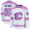 My Store Custom C.Flames White 2024 Hockey Fights Cancer Practice Jerseys