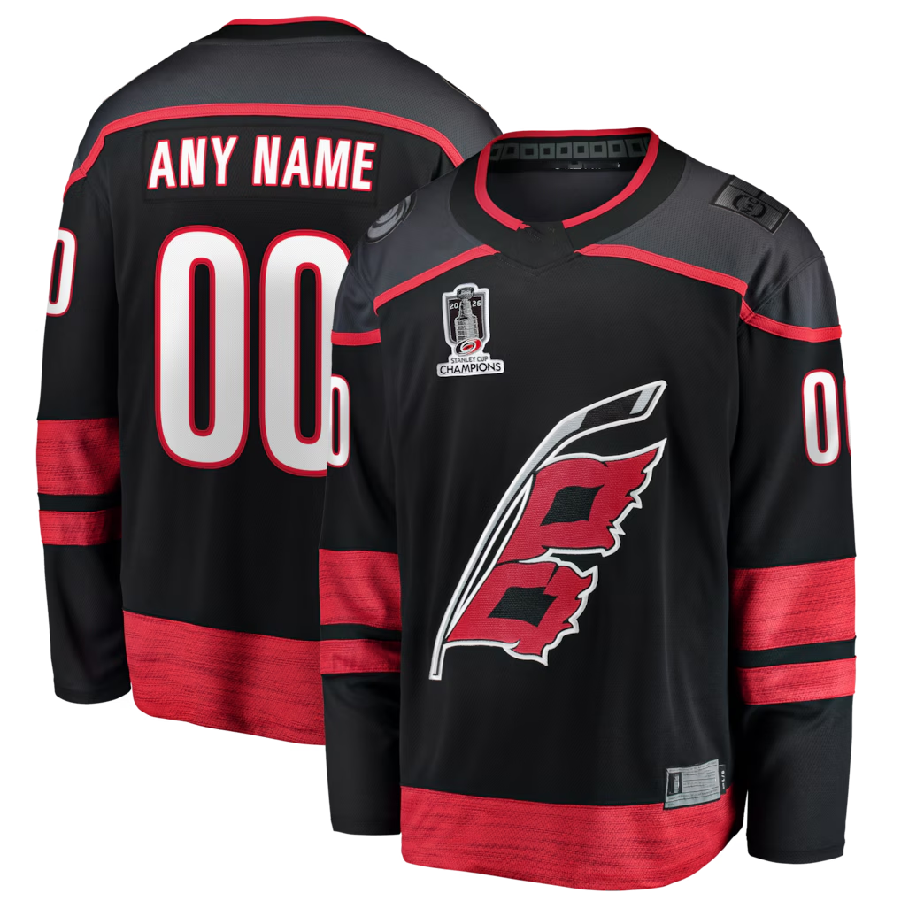 My Store Custom C.Hurricanes Black 2026 Stanley Cup Champions Home Breakaway Custom Stitched Jerseys