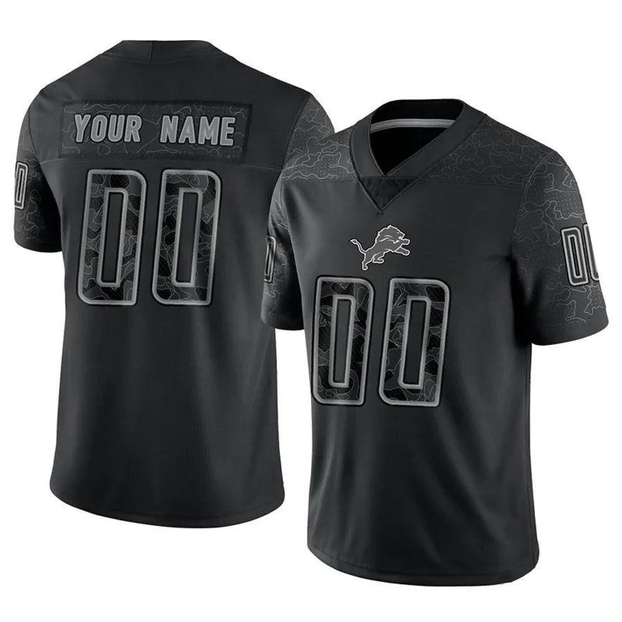 My Store Custom D.Lions Black RFLCTV Limited Stitched Jerseys