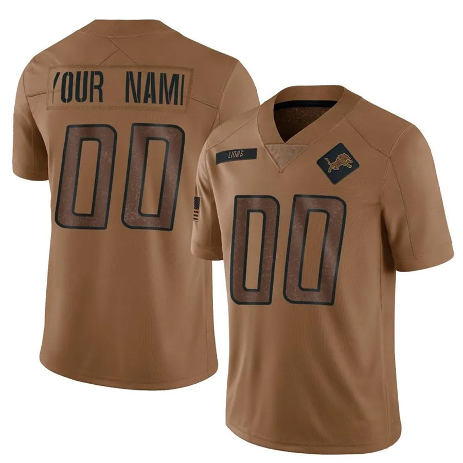 My Store Custom D.Lions Brown Salute To Service Limited Stitched Jerseys