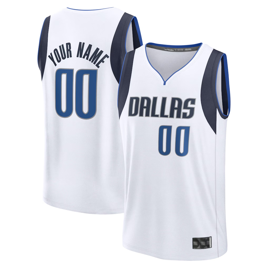 My Store Custom D.Mavericks White Fast Break Jerseys - Association Edition