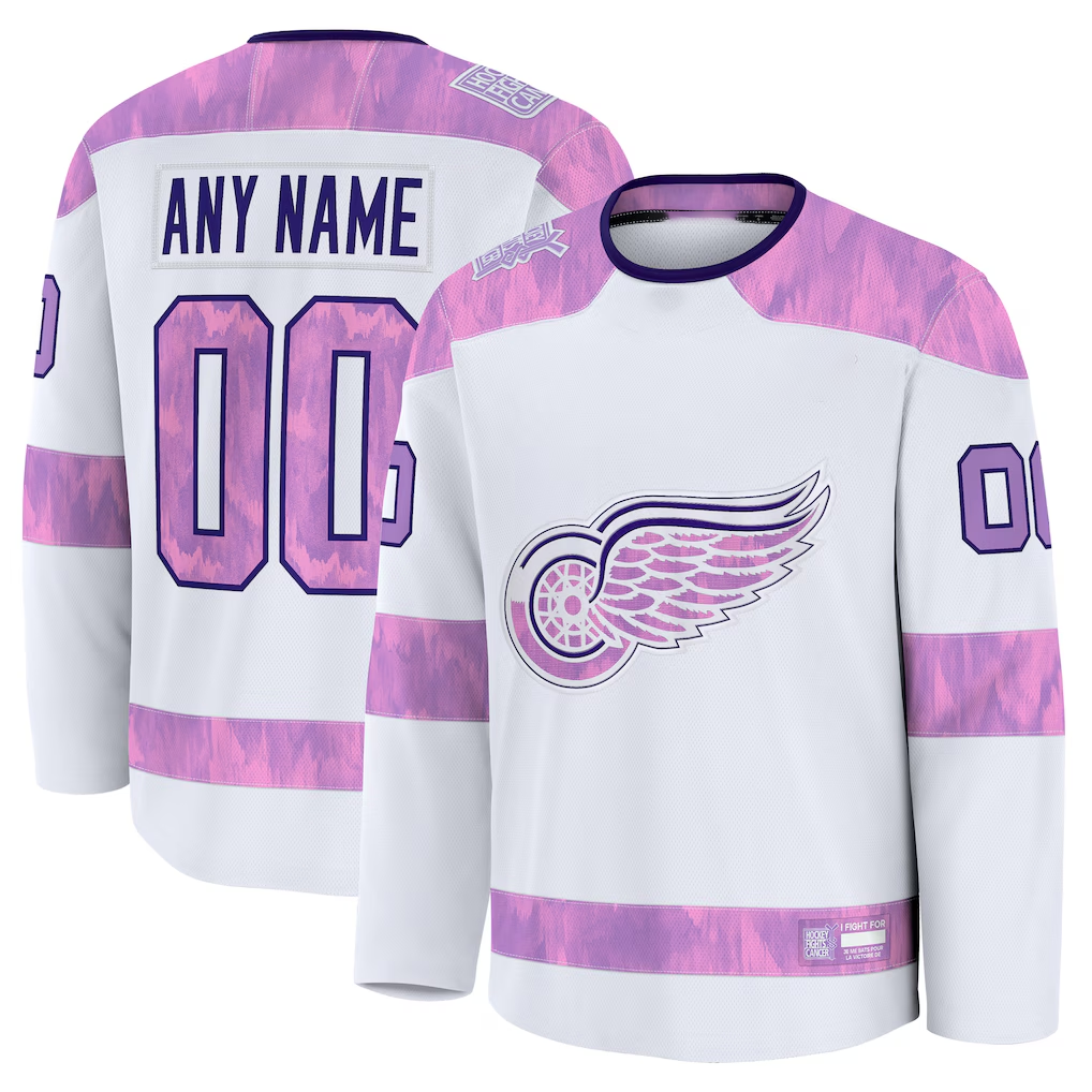My Store Custom DR.Wings White 2024 Hockey Fights Cancer Practice Jerseys