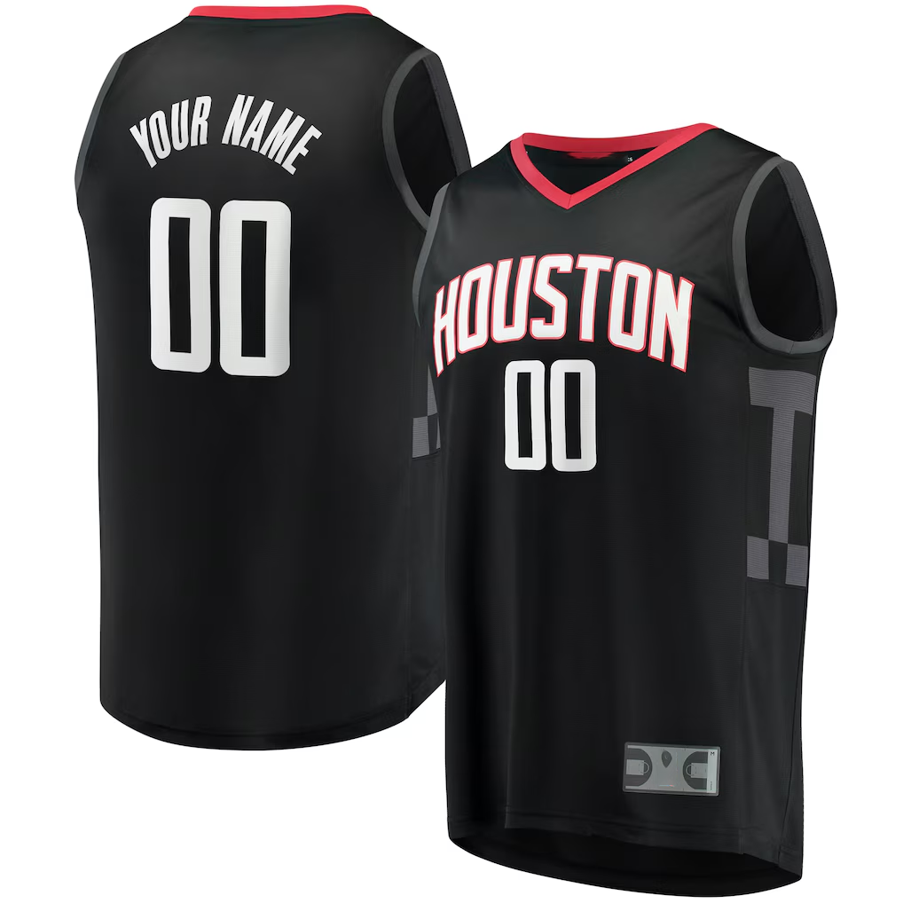 My Store Custom H.Rockets Black Fast Break Replica Stitched Jerseys- Statement Edition