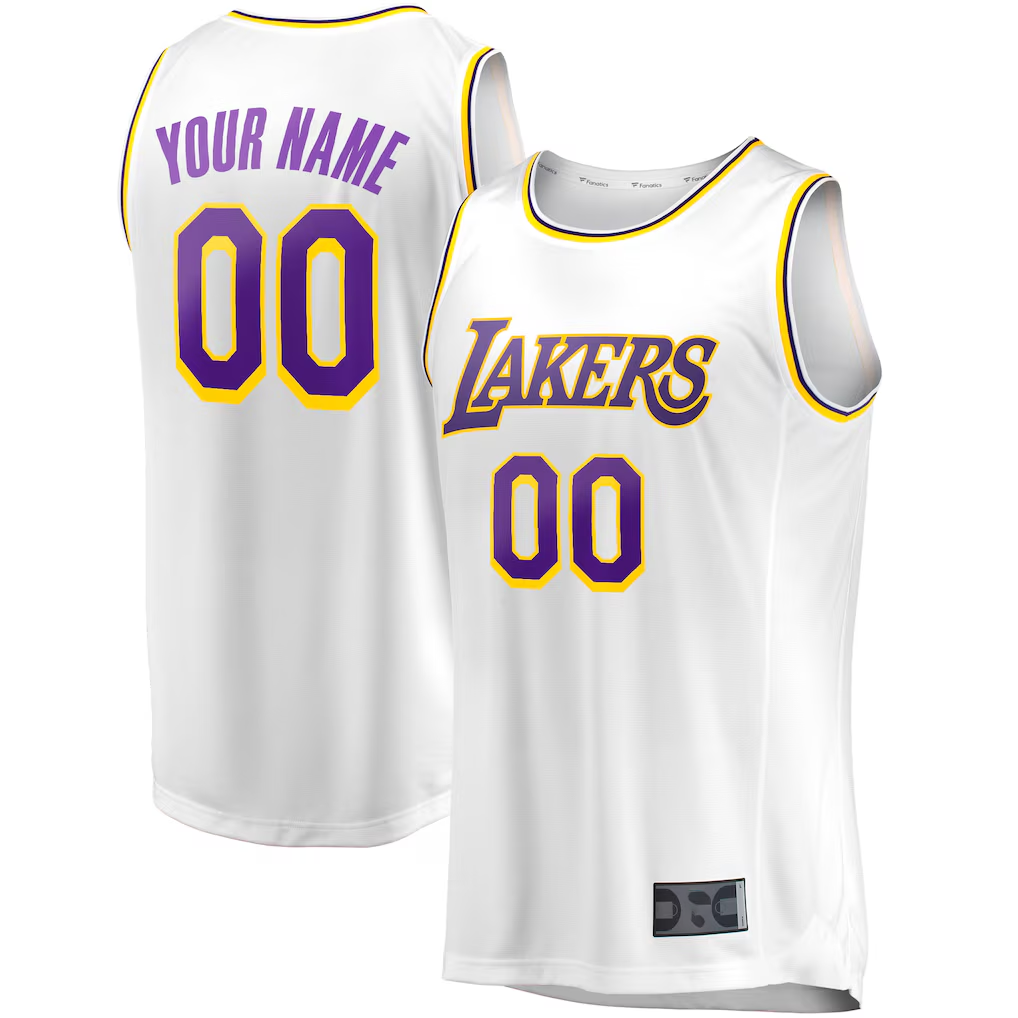 My Store Custom LA.Lakers White Fast Break Replica Stitched Jerseys - Association Edition