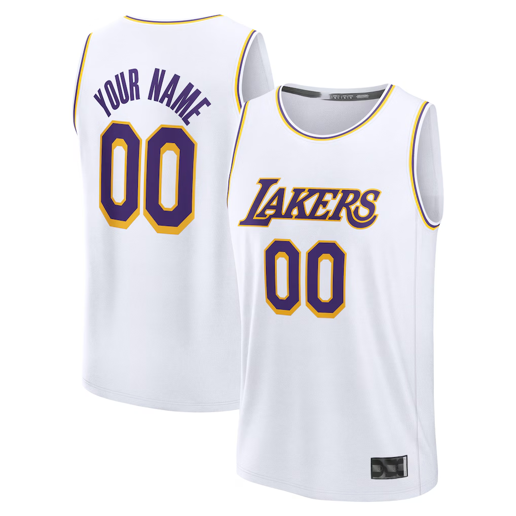 My Store Custom LA.Lakers White Fast Break Replica Stitched Jerseys - Association Edition