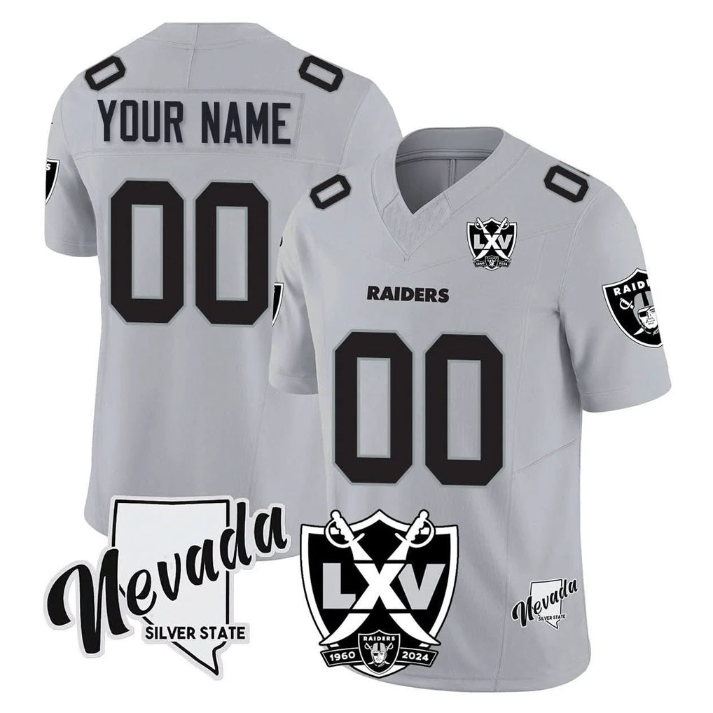 My Store Custom LV.Raiders Gray 65th Anniversary Vapor Limited Home Game Any Name & Numbers Stitched Jerseys