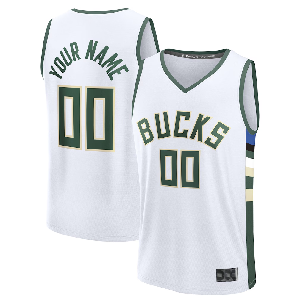 My Store Custom M.Bucks  White Fast Break Jerseys - Association Edition