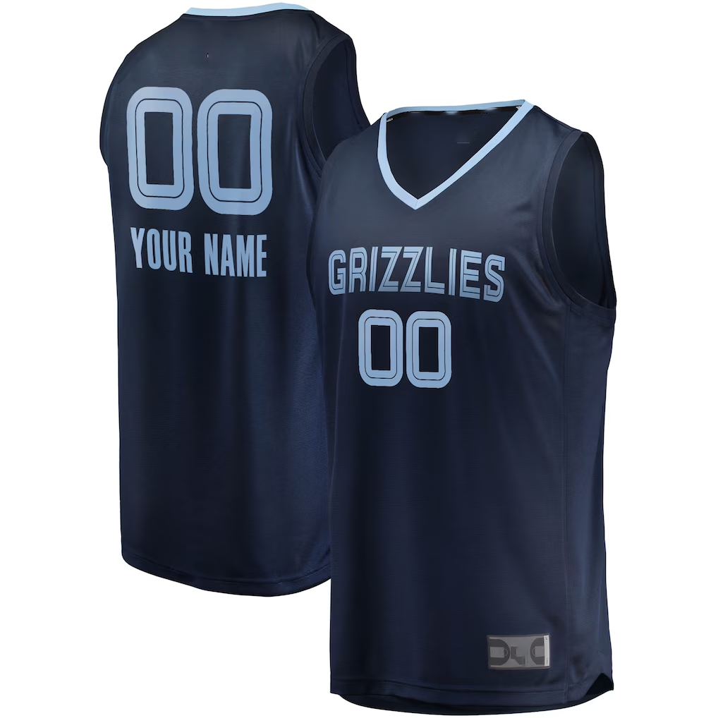 My Store Custom M.Grizzlies Navy Fast Break Replica Stitched Jerseys - Icon Edition
