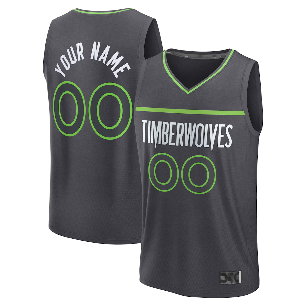 My Store Custom M.Timberwolves Anthracite Fast Break Stitched Jerseys- Icon Edition