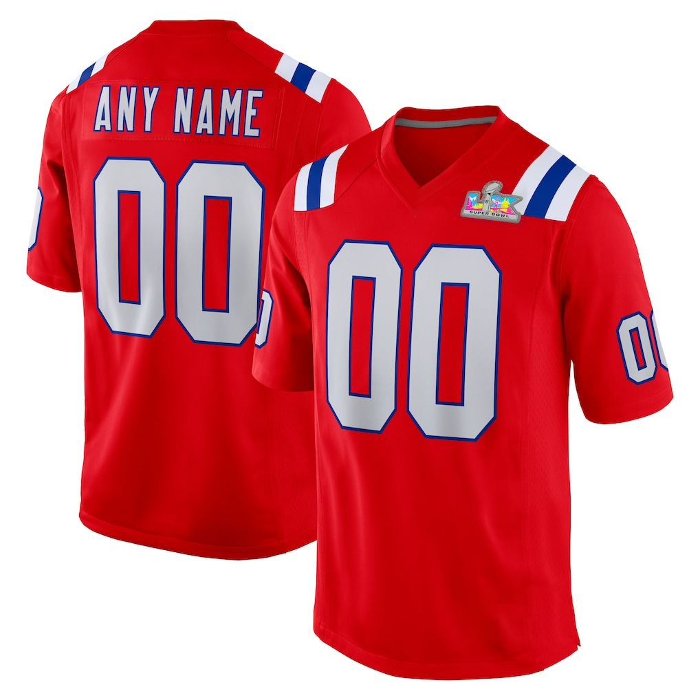 My Store Custom NE.Patriots  Red Super Bowl LX Patch Game Stitched Jerseys