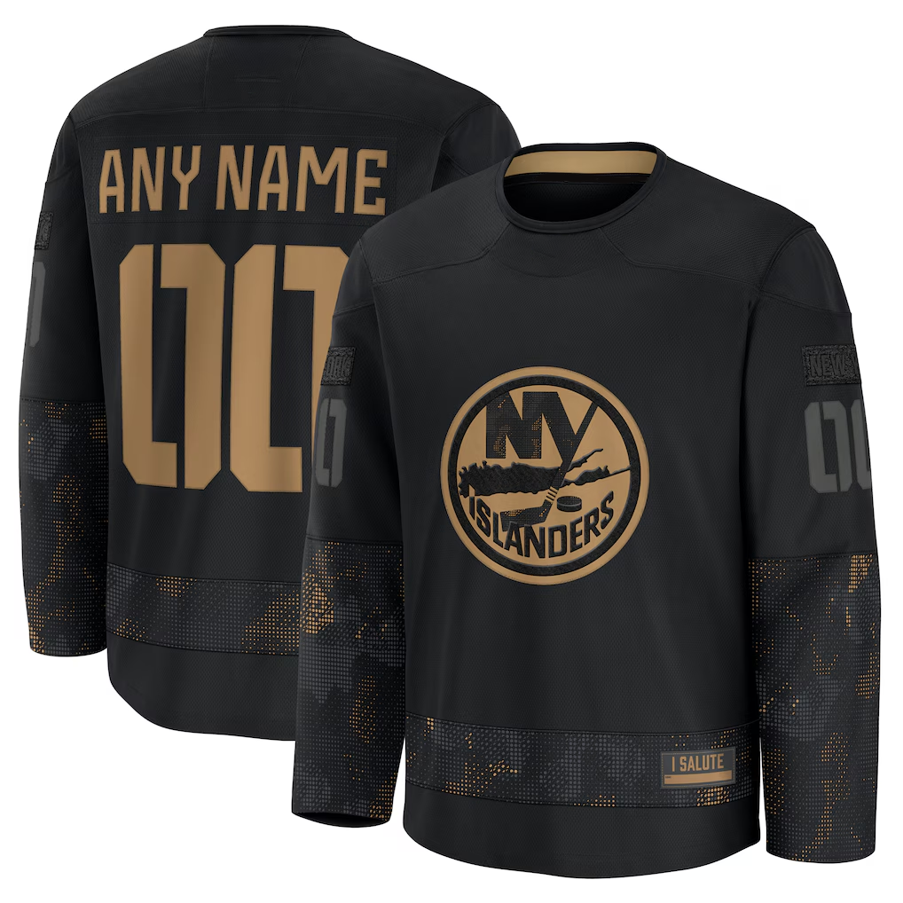 My Store Custom NY.Islanders Black 2024 Military Appreciation Practice Jerseys