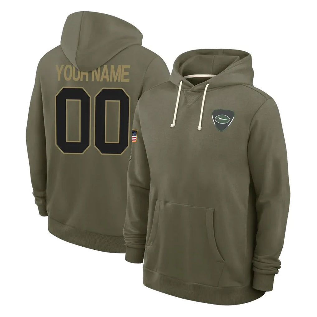 My Store Custom NY.Jets Olive Salute to Service Pullover Hoodies Limited Any Name & Numbers Stitched Jerseys