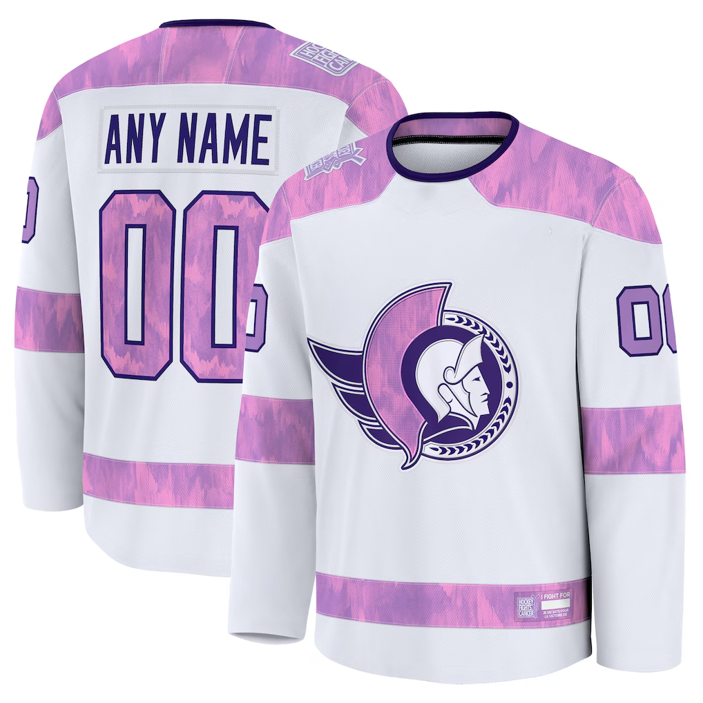 My Store Custom O.Senators White 2024 Hockey Fights Cancer Practice Jerseys