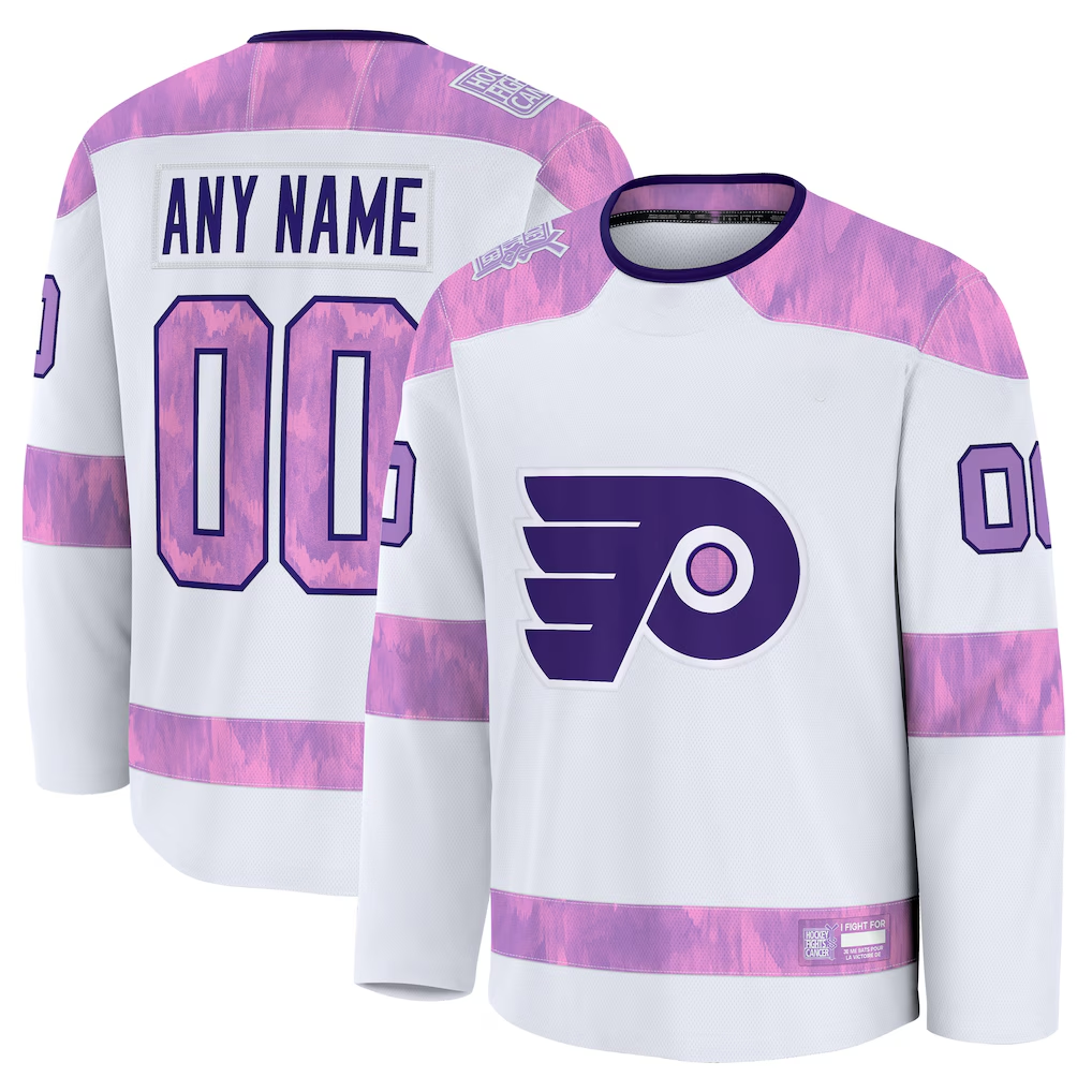 My Store Custom P.Flyers White 2024 Hockey Fights Cancer Practice Jerseys