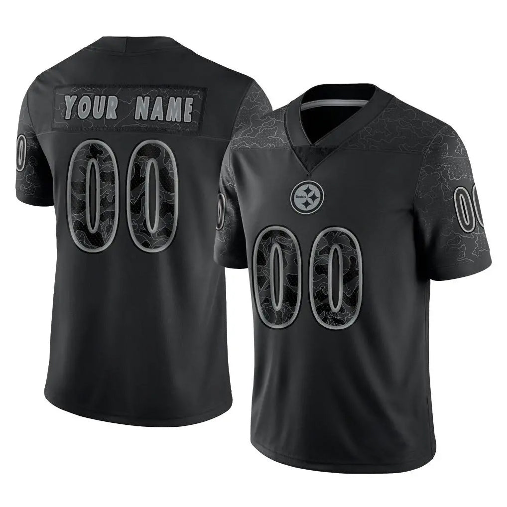 My Store Custom P.Steelers Black Reflective Limited Home Game Any Name & Numbers Stitched Jerseys