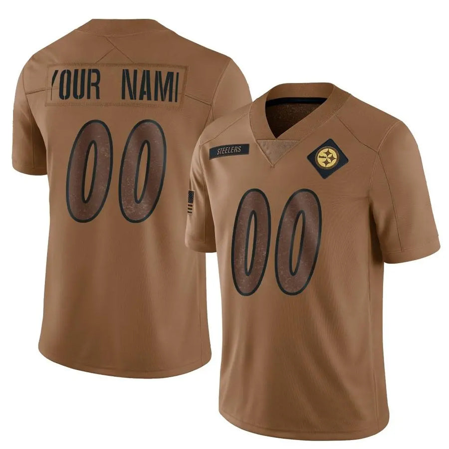 My Store Custom P.Steelers Brown Salute To Service Limited Stitched Jerseys
