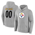 My Store Custom P.Steelers Gray LOGO Pullover Hoodies Limited Any Name & Numbers Stitched Jerseys