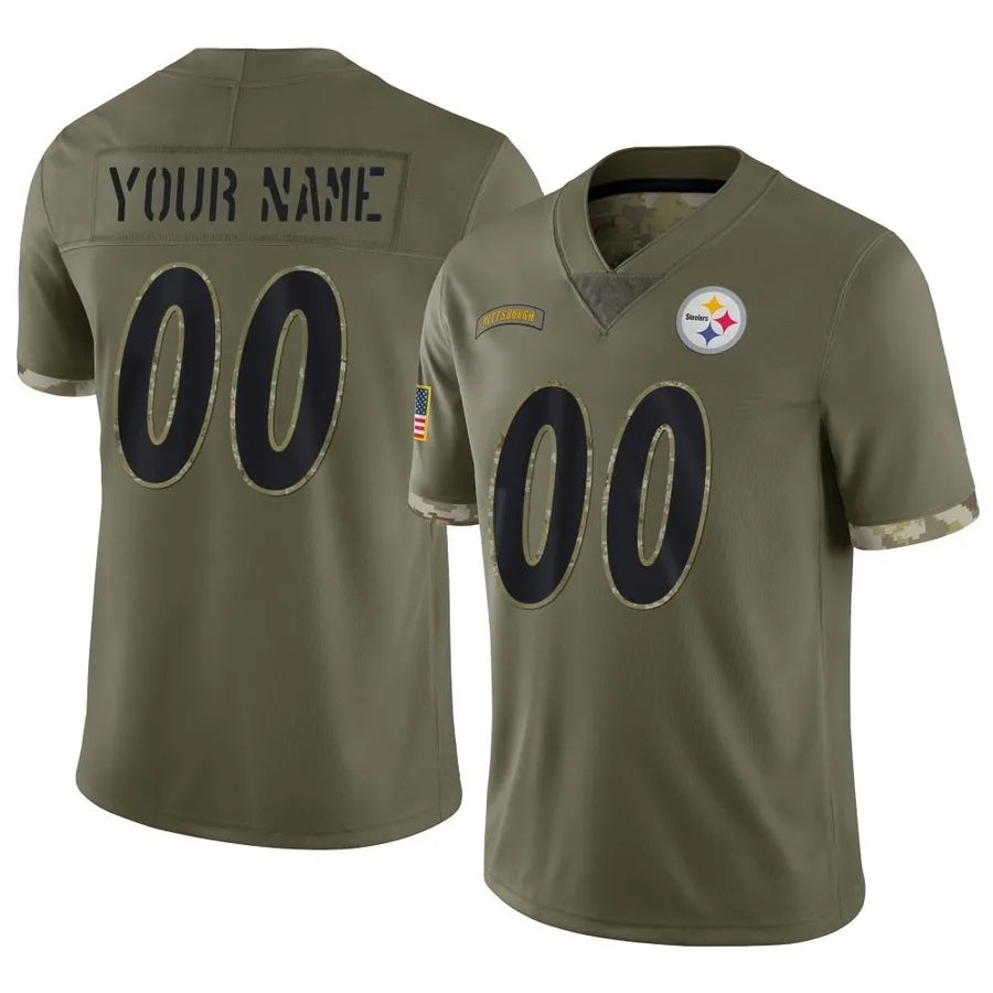 My Store Custom P.Steelers Salute To Service Limited Olive Stitched Jerseys