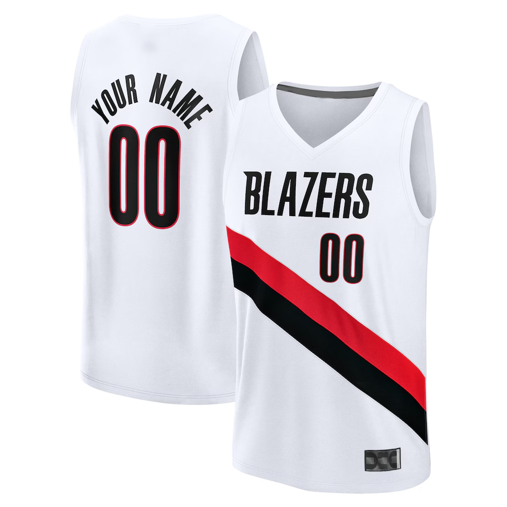 My Store Custom PT.Blazers White Fast Break Replica Stitched Jerseys - Association Edition