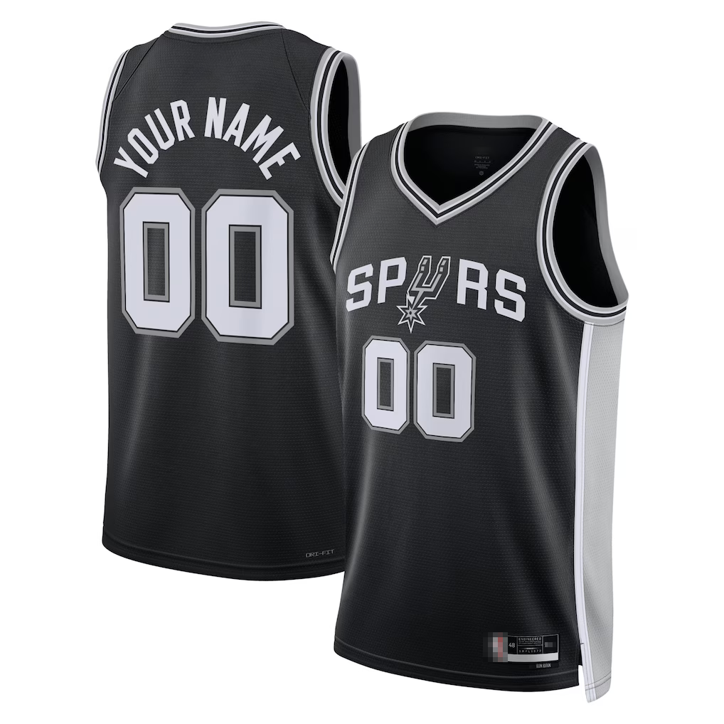 My Store Custom SA.Spurs Black Fast Break Replica Stitched Stitched Jerseys - Icon Edition
