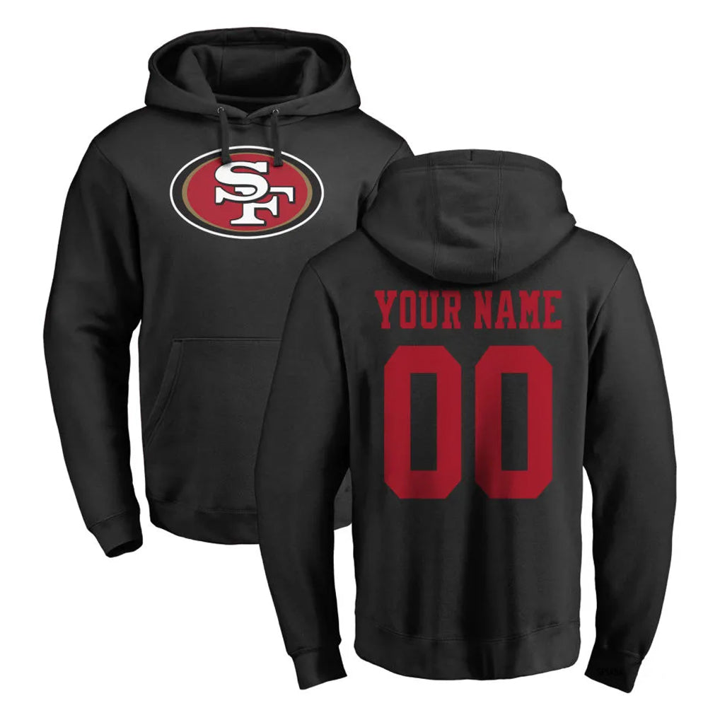 My Store Custom SF.49ers Black LOGO Pullover Hoodies Home Game Any Name & Numbers Stitched Jerseys