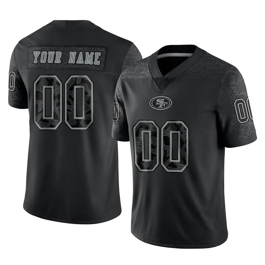 My Store Custom SF.49ers Black Limited Reflective Home Game Any Name & Numbers Stitched Jerseys
