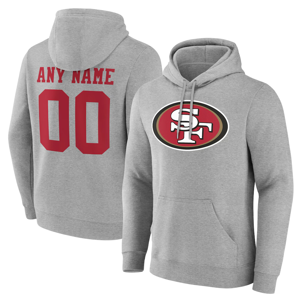 My Store Custom SF.49ers Gray Team Authentic Personalized Name & Number Hoodie Stitched Jerseys