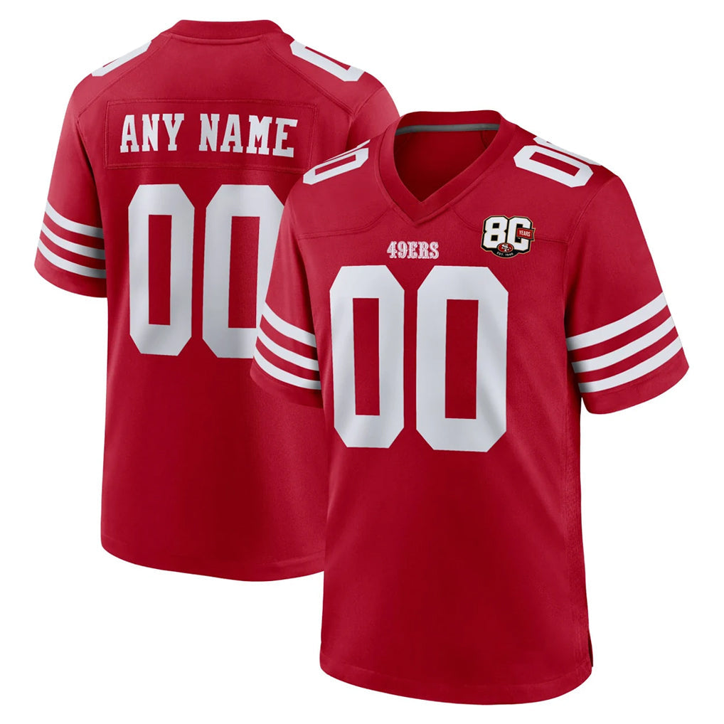 My Store Custom SF.49ers Red 80th Game Home Any Name & Numbers Stitched Jerseys