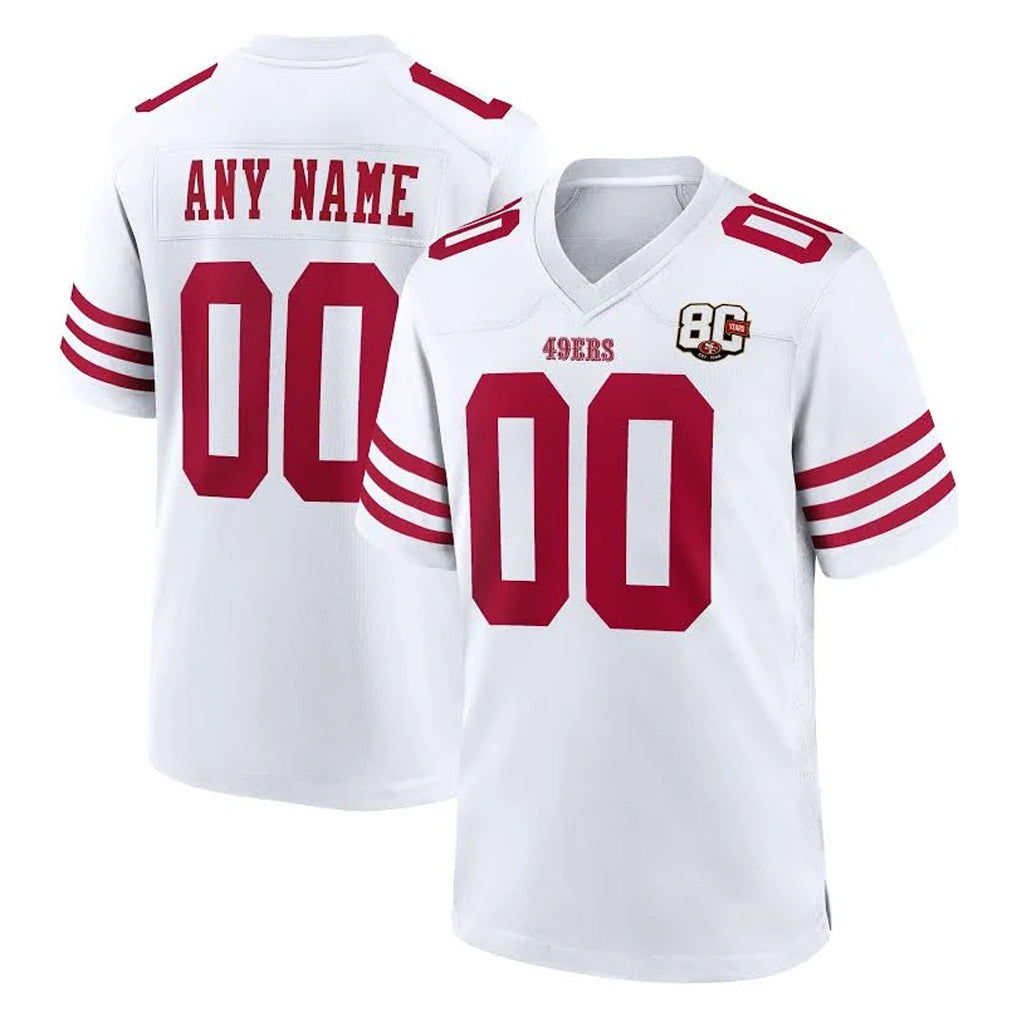 My Store Custom SF.49ers White 80th Game Home Any Name & Numbers Stitched Jerseys