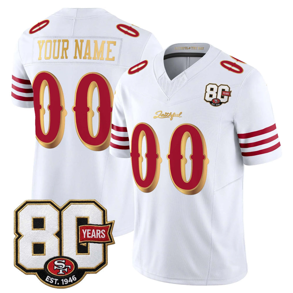 My Store Custom SF.49ers White Limited 80th Rivalries Collection Home Game Any Name & Numbers Stitched Jerseys