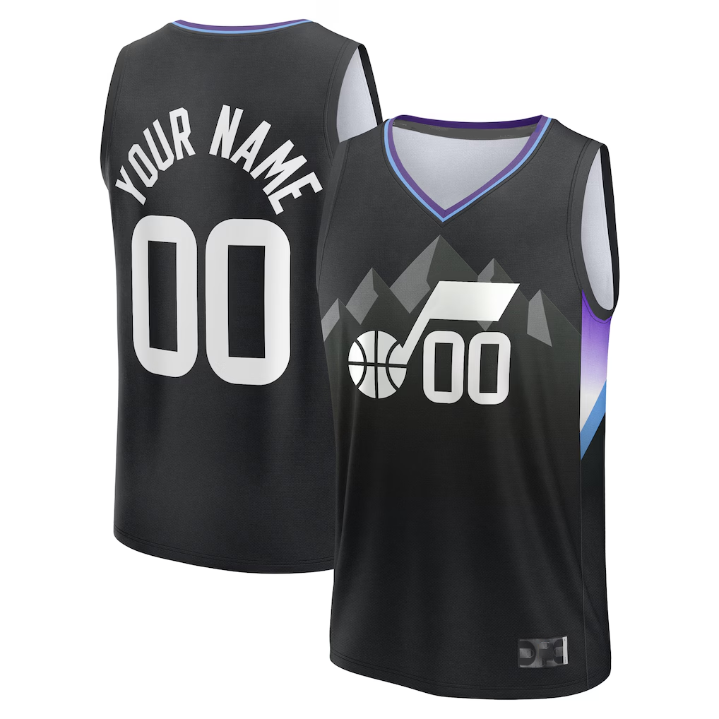 My Store Custom U.Jazz Black Fast Break Stitched Jerseys - Statement Editio