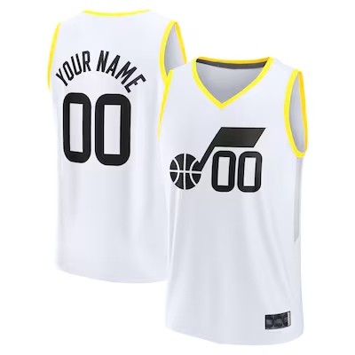 My Store Custom U.Jazz White Fast Break Replica Stitched Jerseys - Association Edition -1