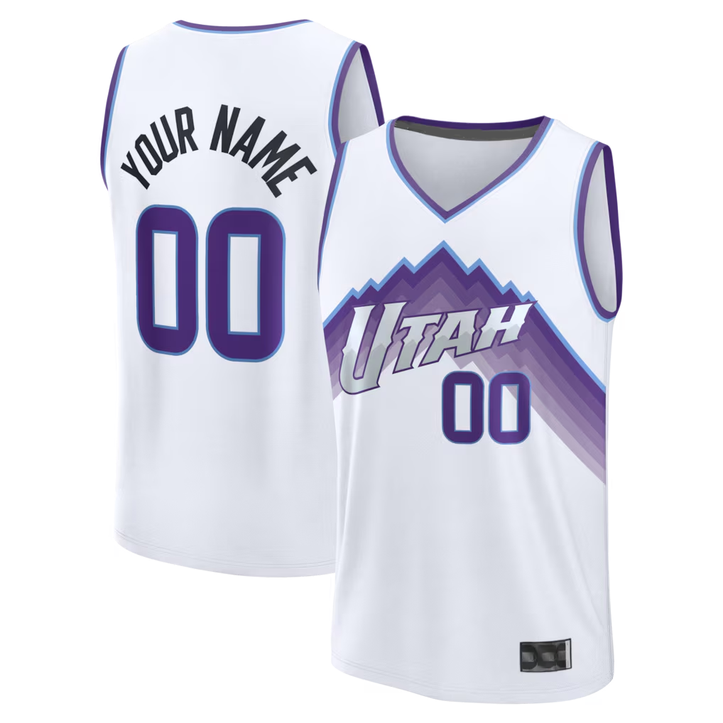 My Store Custom U.Jazz White Fast Break Replica Stitched Jerseys - Association Edition
