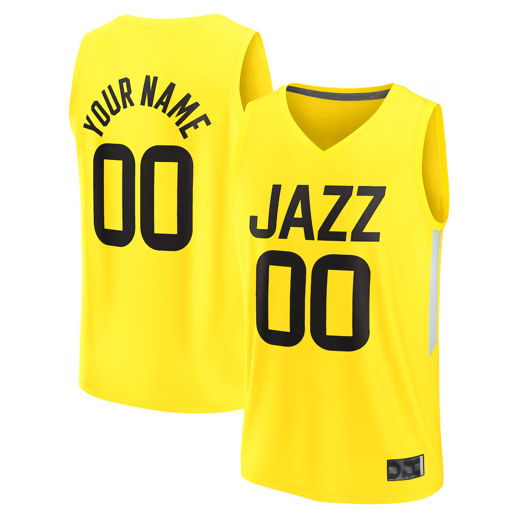 My Store Custom U.Jazz Yellow Fast Break Replica Stitched Jerseys - Icon Edition