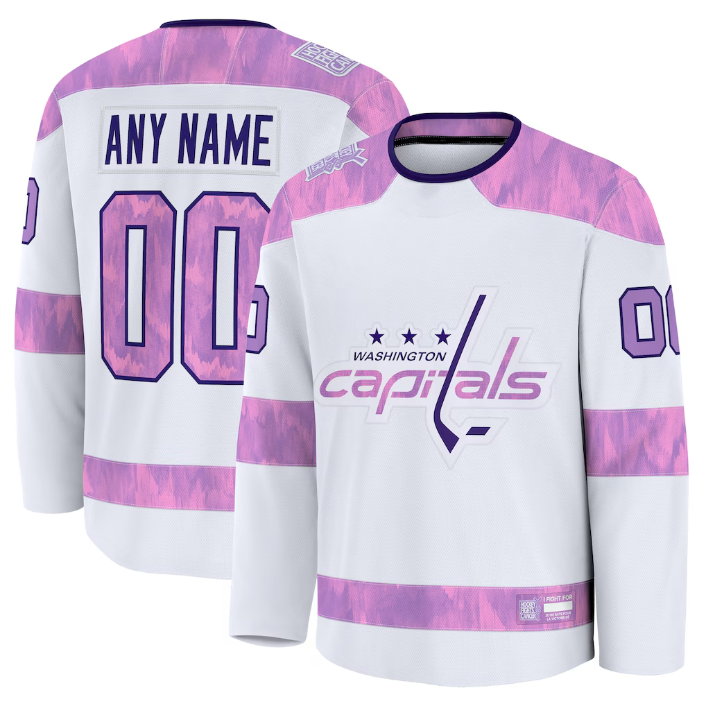 My Store Custom W.Capitals White 2024 Hockey Fights Cancer Practice Jerseys