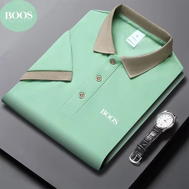 Embroidered LOGO New Summer Plus Size Polo Shirt for Men's High Quality Breathable Short Sleeved Business Thin Nylon T-shirt